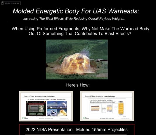 NDIA Future Forces Conference 23 Poster #10 – Molded Energetic Body for UAS Warheads